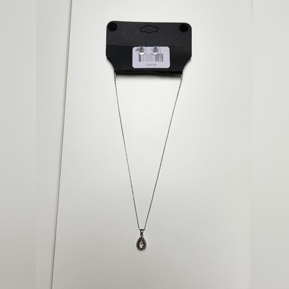 g by Gennaro Pear Shape Teardrop Faux Diamond Earrings & Necklace Set - Picture 5 of 10